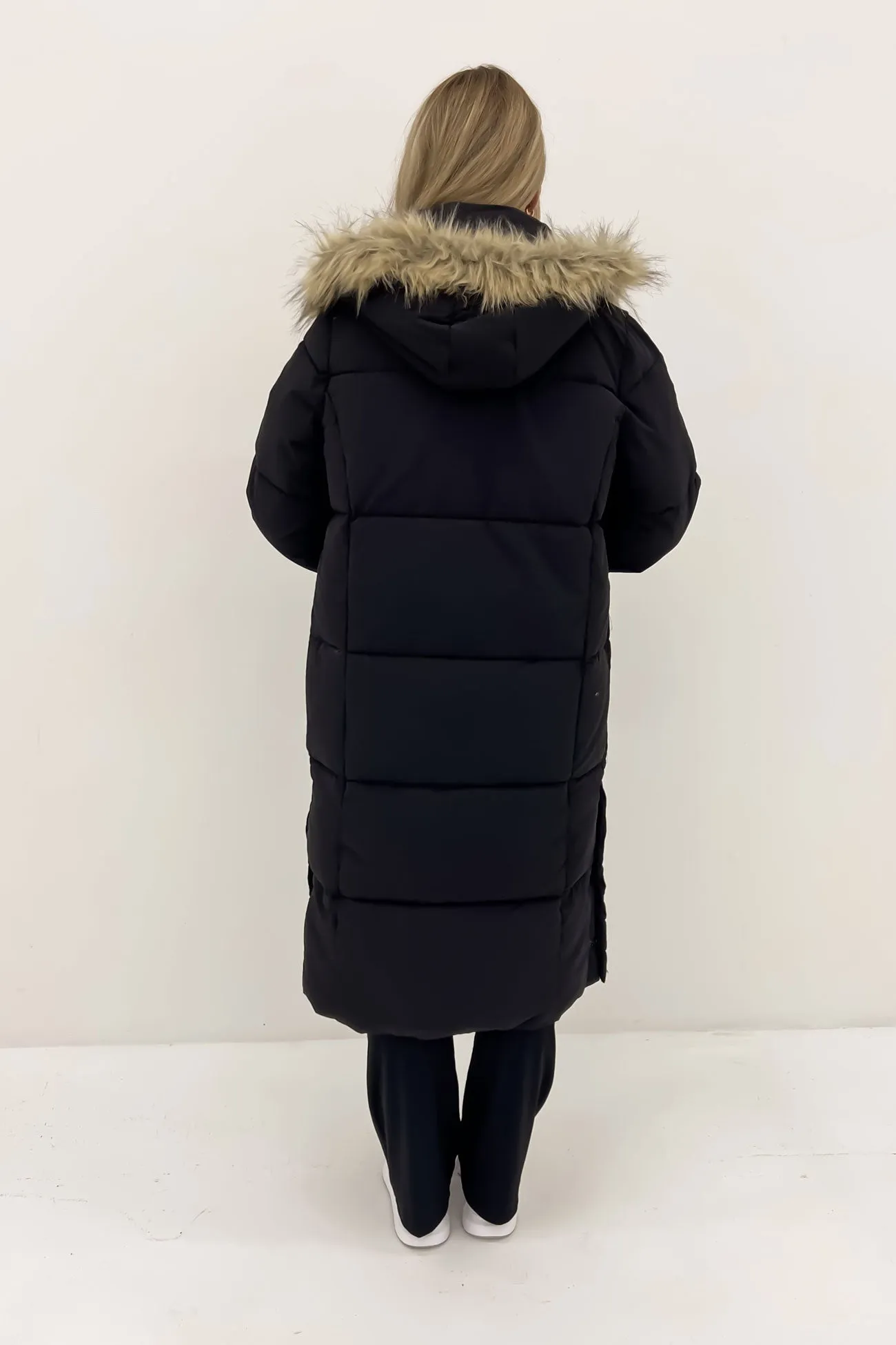 Active Fur Longline Puffer Black