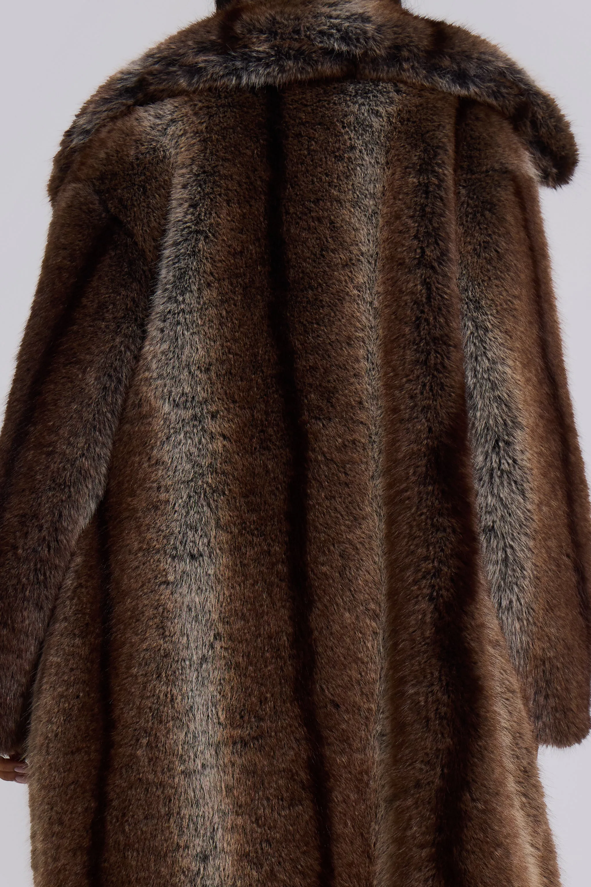 Agyness Brown Faux Fur Coat