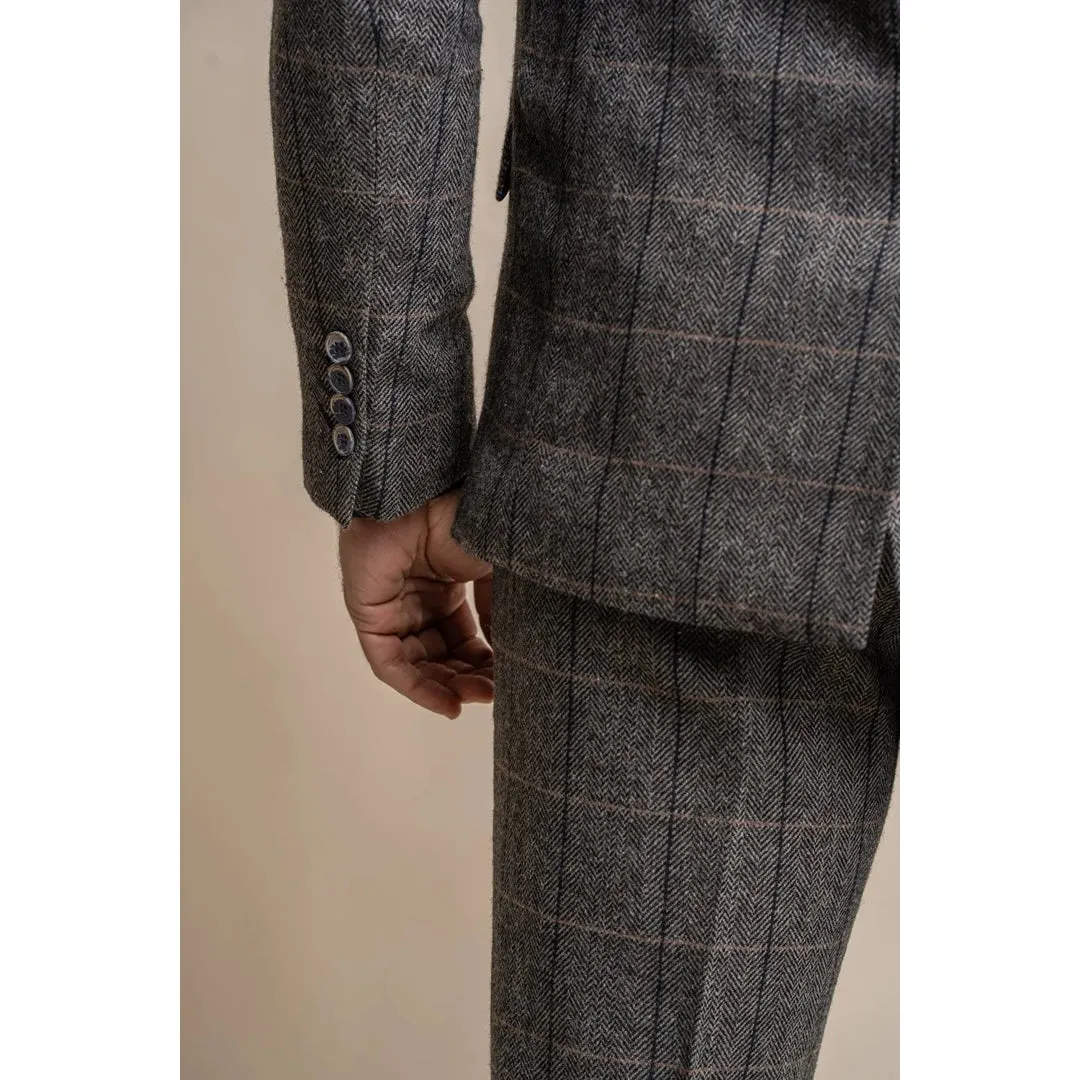 Albert - Men's Tweed Check Grey Blazer