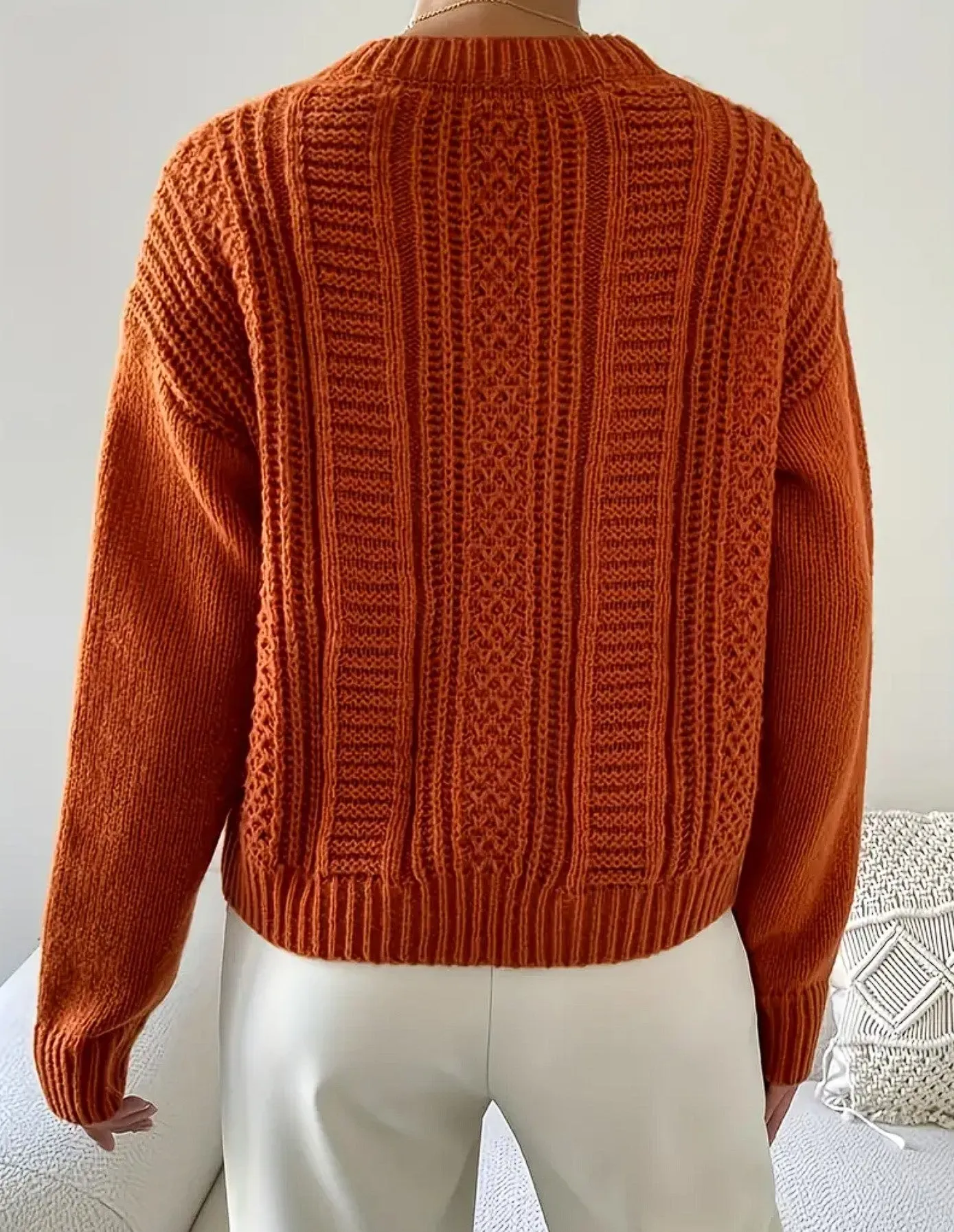 Alexis Cable Knit Crew Pullover Sweater