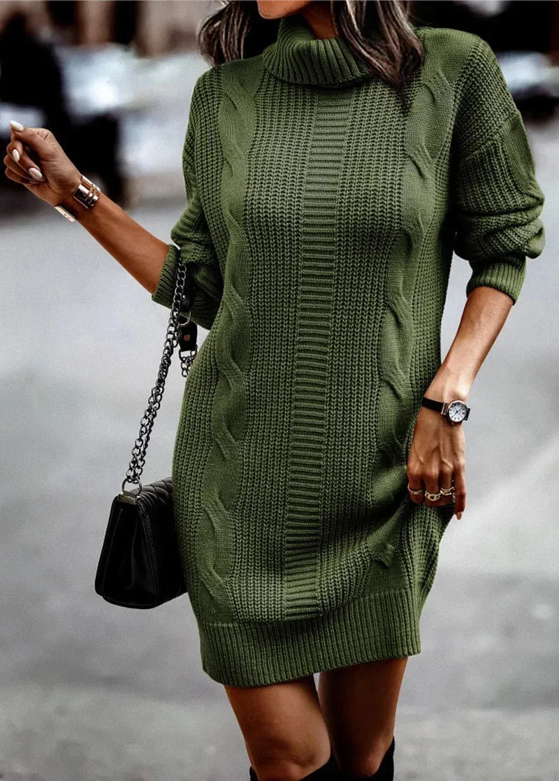 Autumn/Winter Knitted Turtleneck Sweater Dress