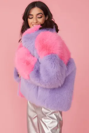 Bamboo Faux Fur Pink And Purple Coat