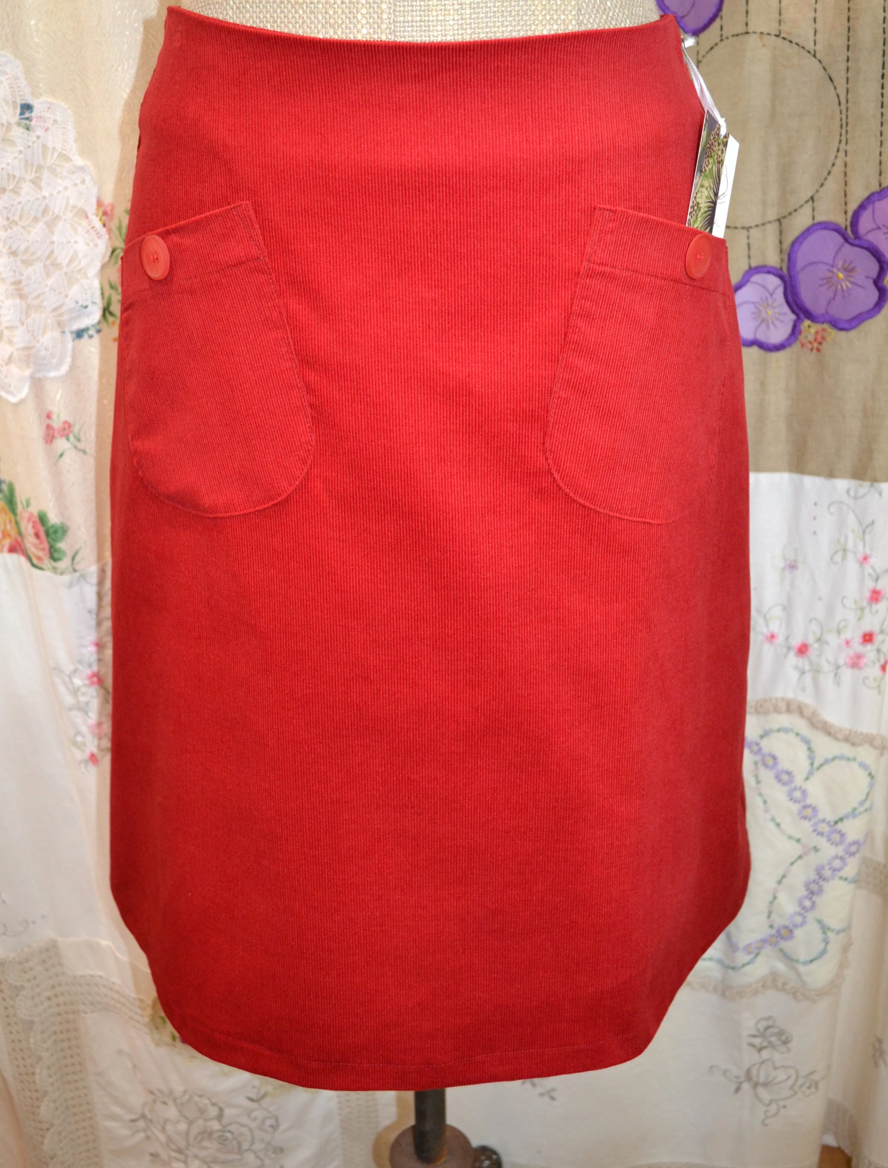 Berserk  Red  corduroy pocket skirt with lining