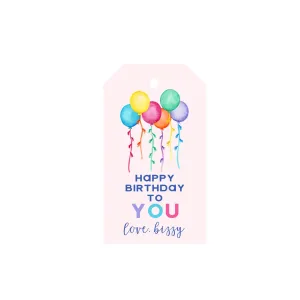 Birthday Balloons Personalized Angled/Drilled Gift Tags