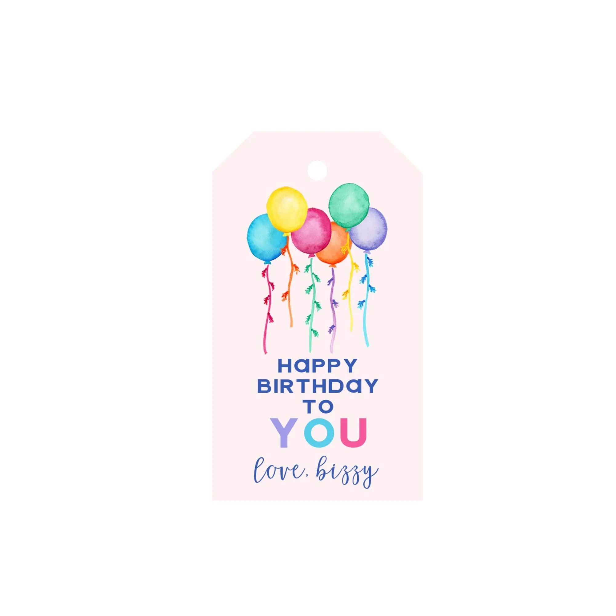 Birthday Balloons Personalized Angled/Drilled Gift Tags