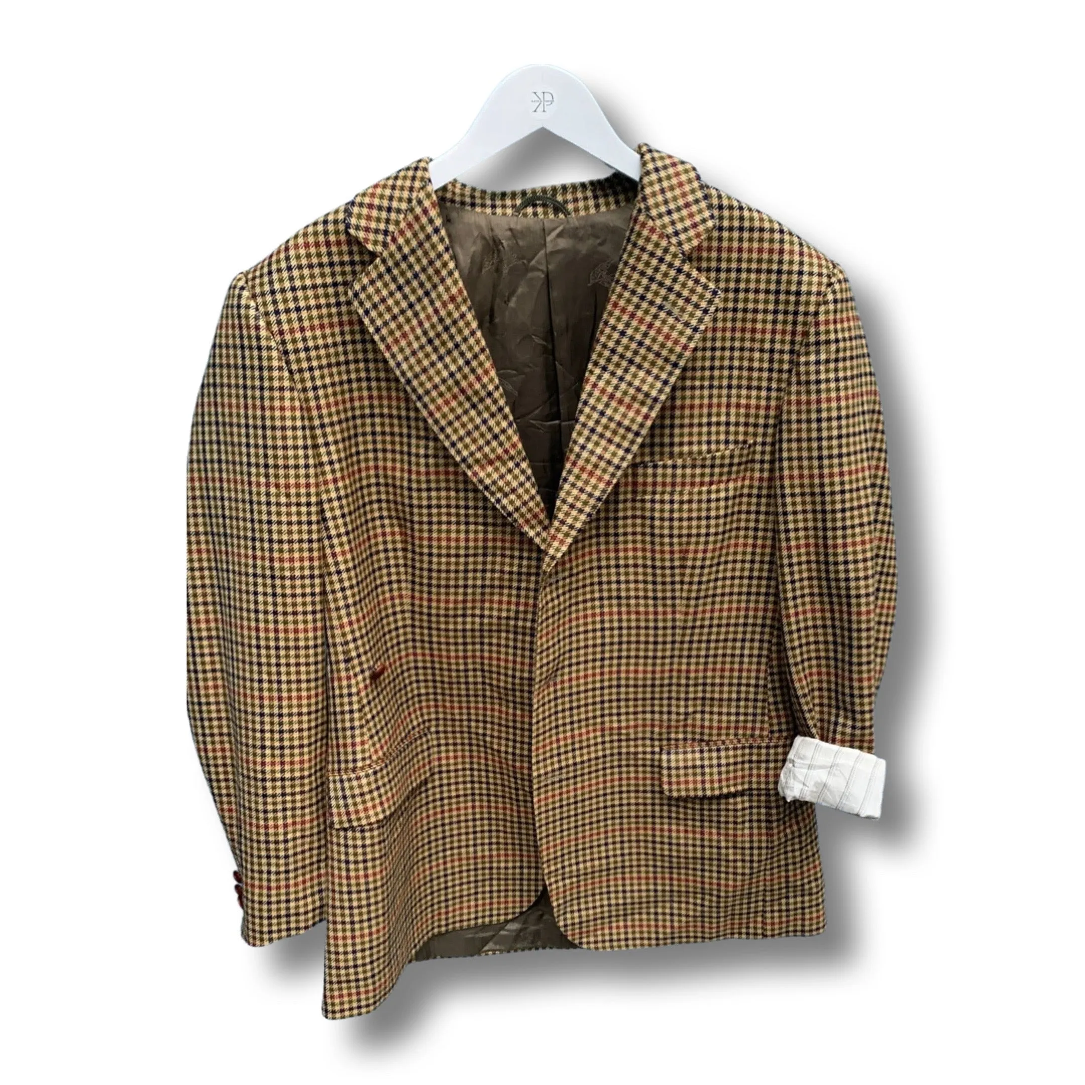 Burberry wool check blazer.