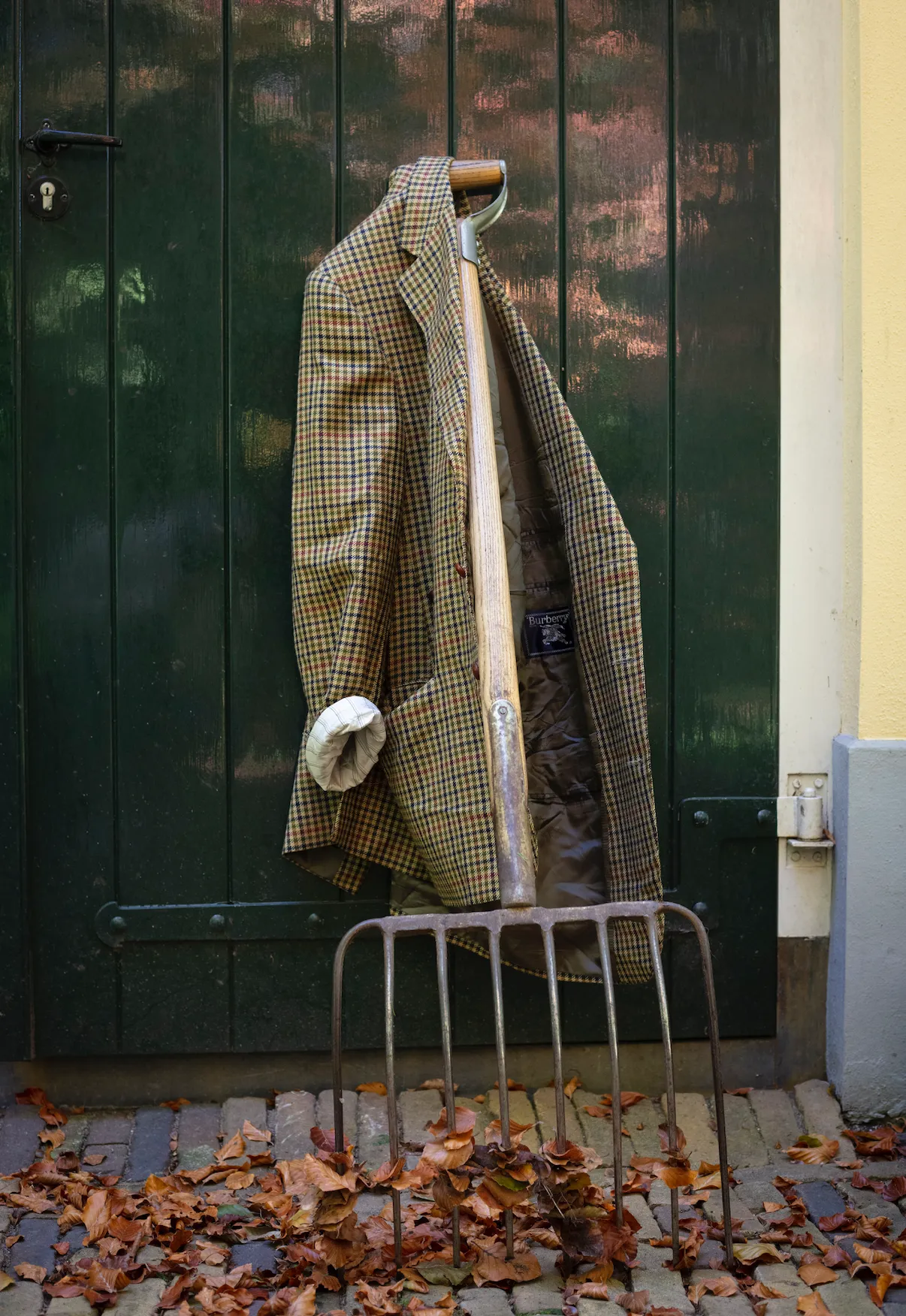 Burberry wool check blazer.