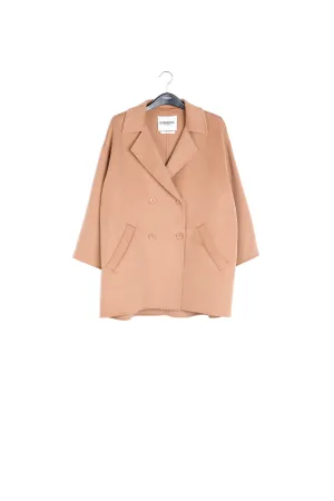 Camel double-breasted wool coat