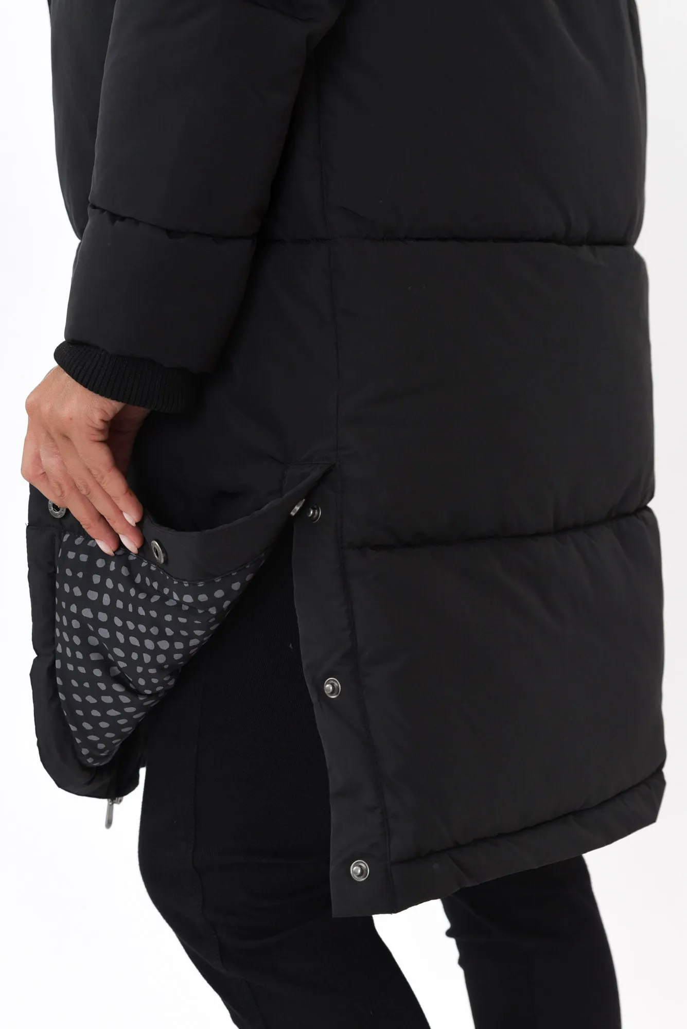 Camelia Black Puffer Jacket