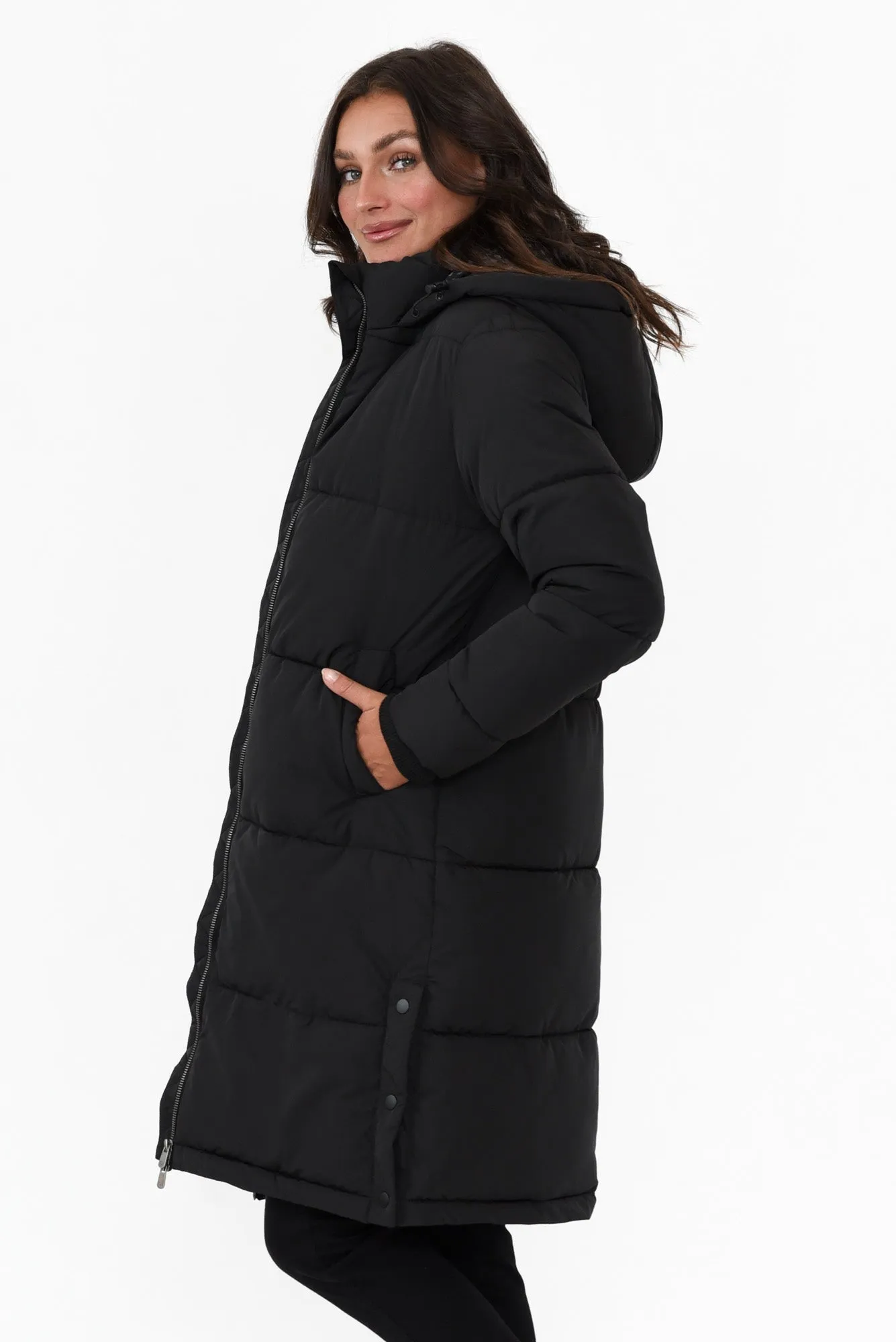 Camelia Black Puffer Jacket