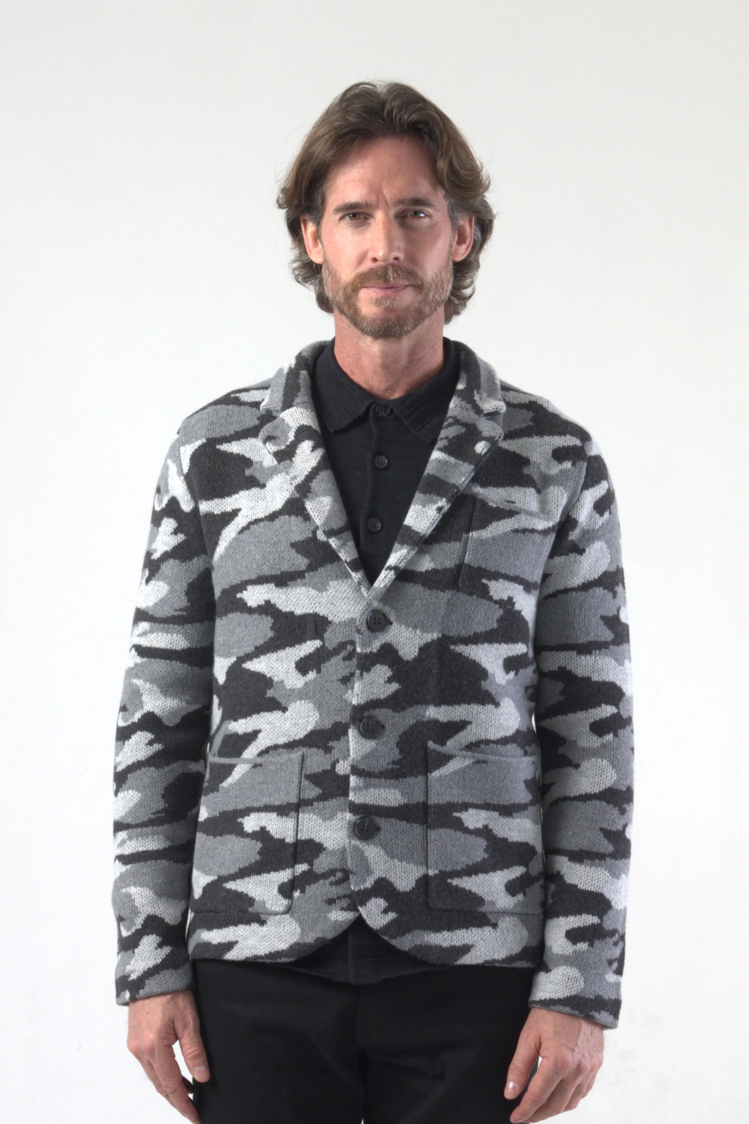 Camouflage Jacquard Knit Blazer