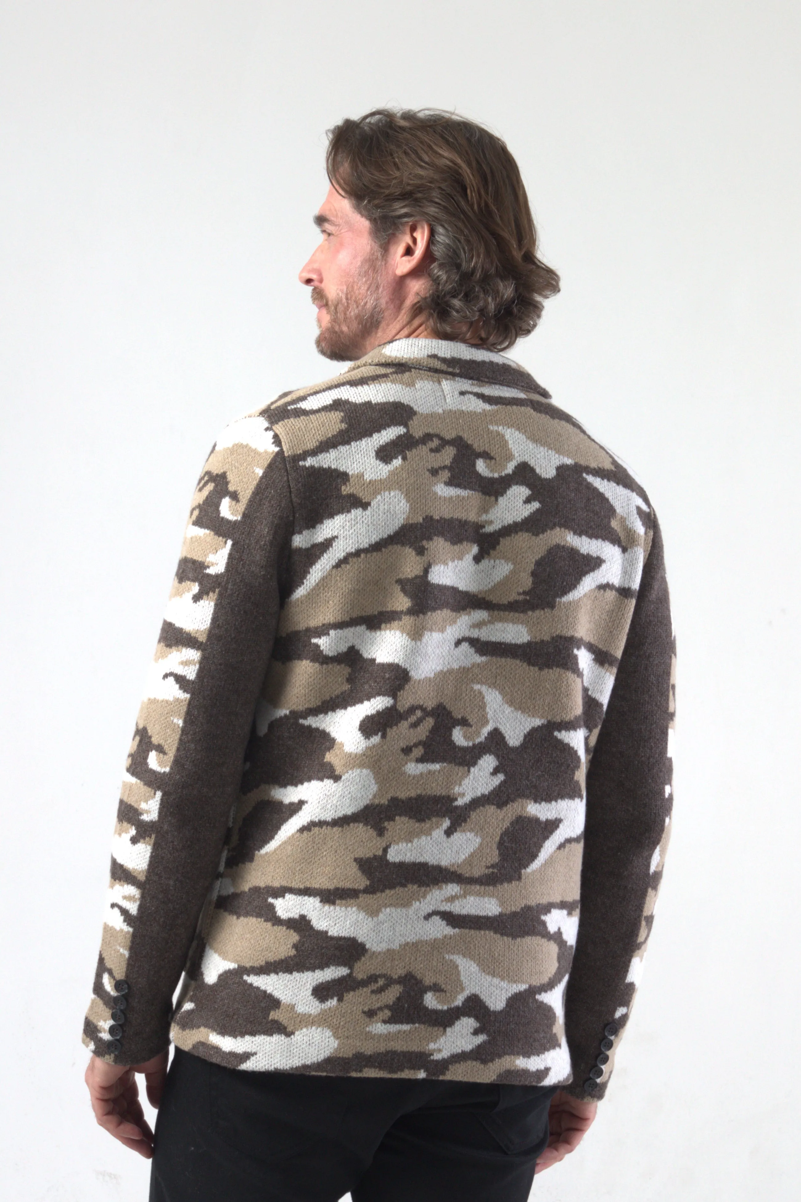 Camouflage Jacquard Knit Blazer