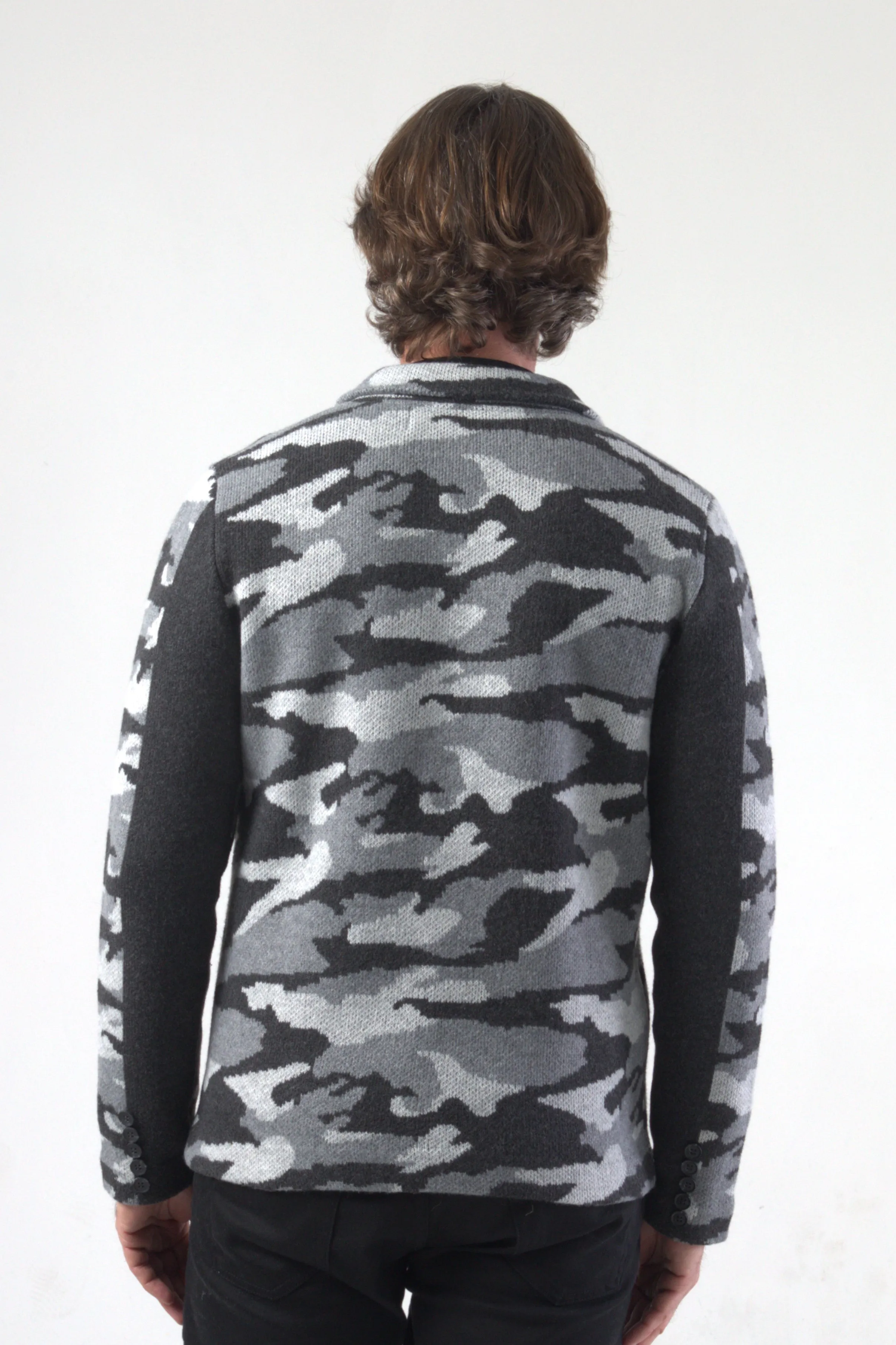 Camouflage Jacquard Knit Blazer