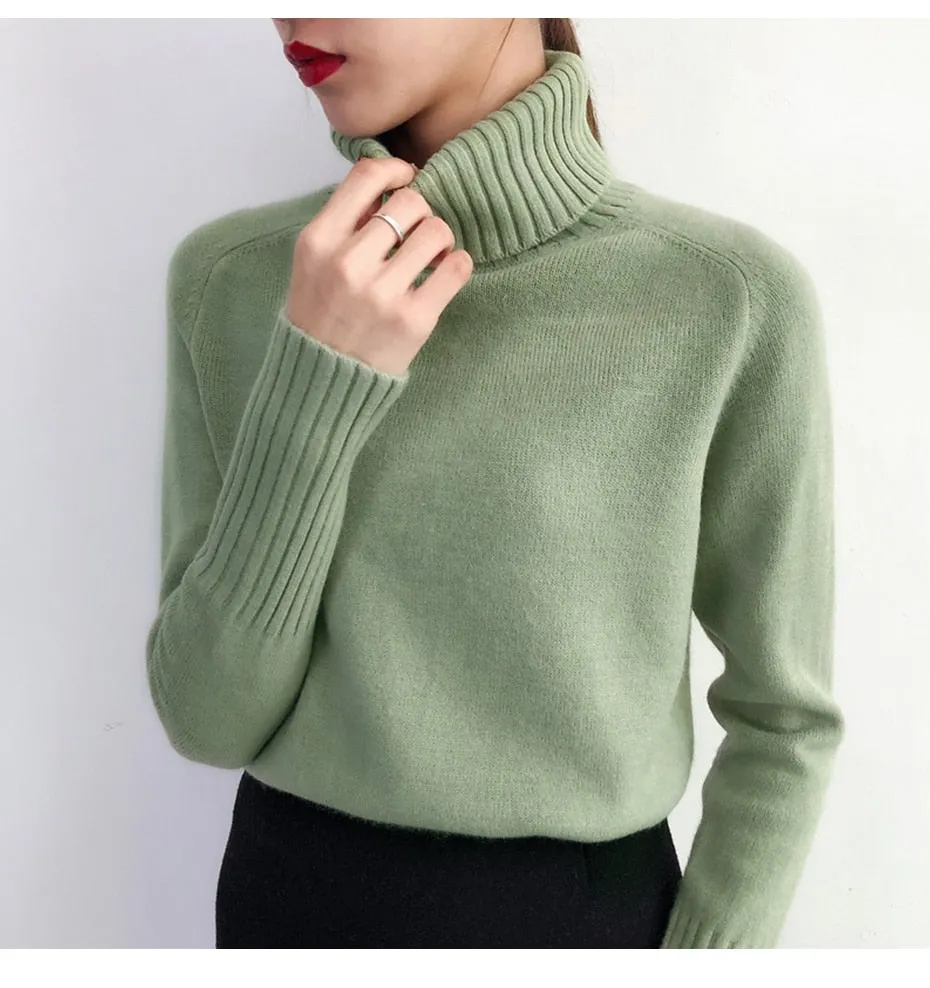 Cashmere Turtleneck Long Sleeve Pullover Knitwear