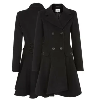 Christmas Black Wool Flare Coat