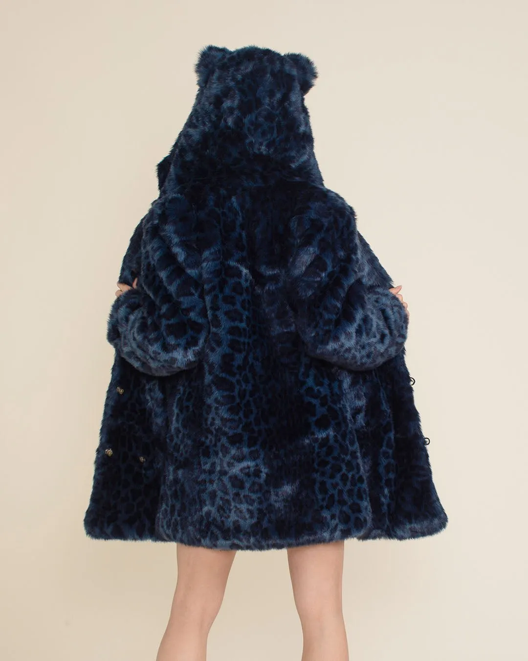 Classic Women's Faux Fur Coat | Indigo Leopard