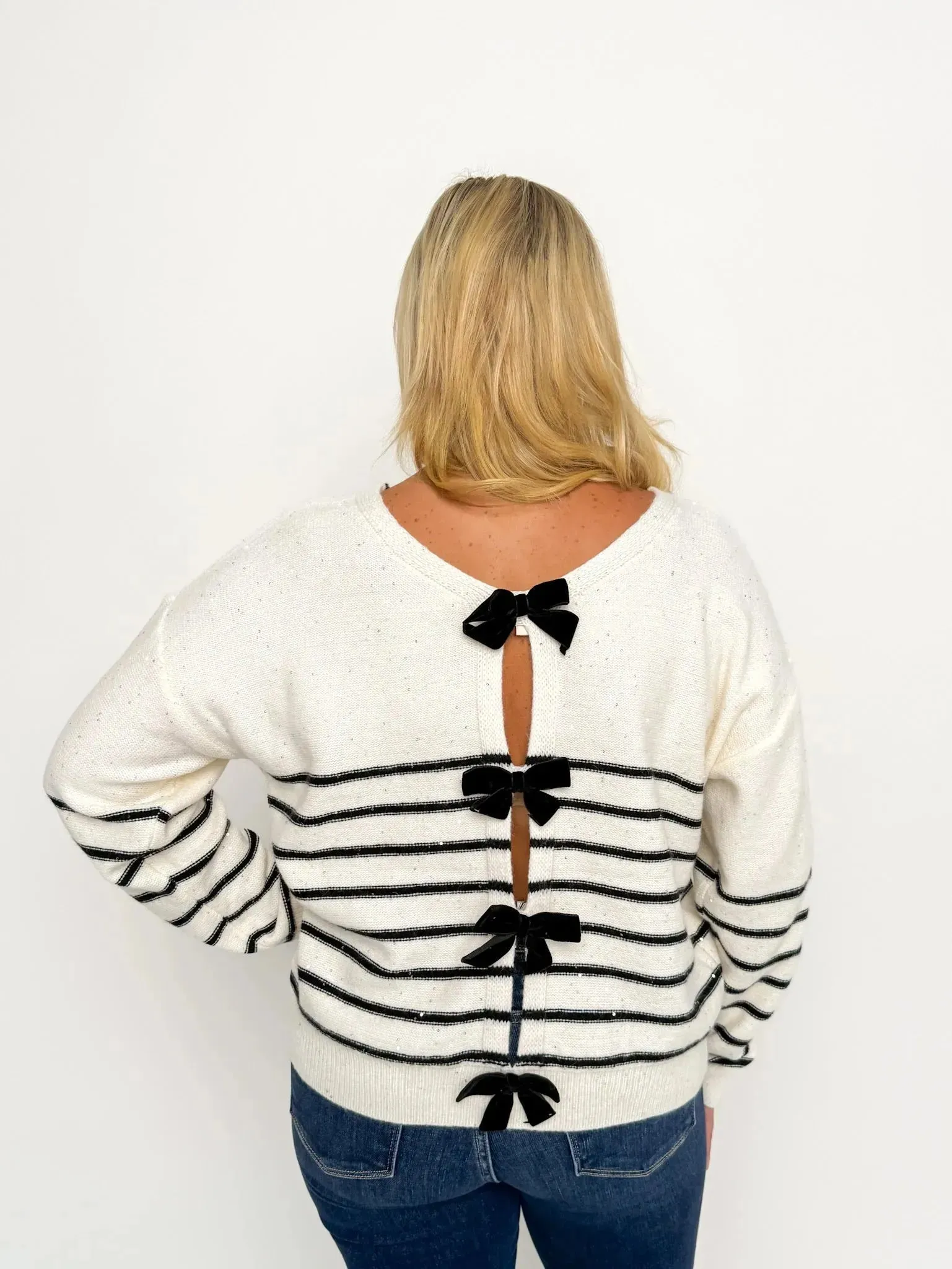 Cream Back Bow Sweater