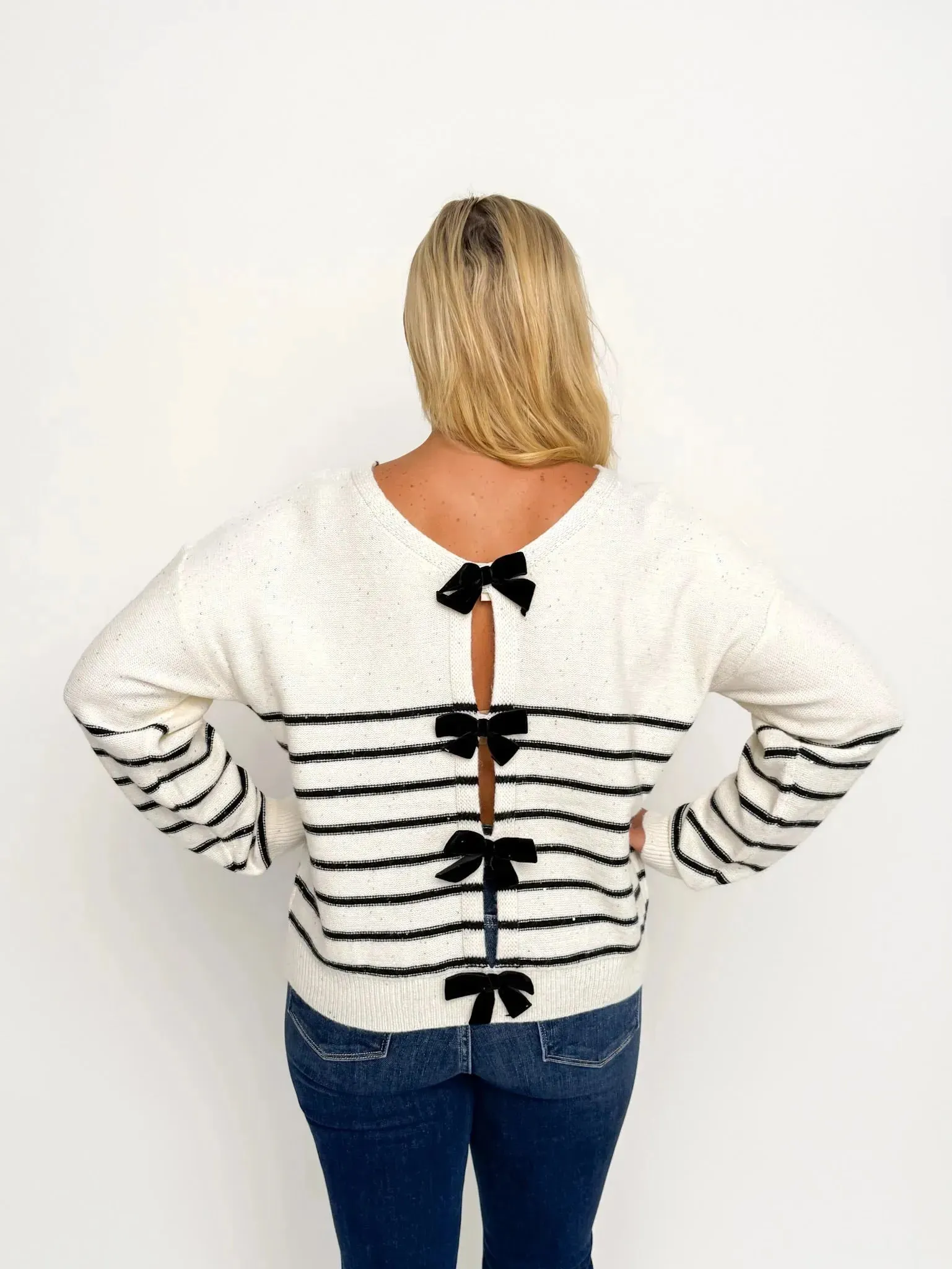 Cream Back Bow Sweater