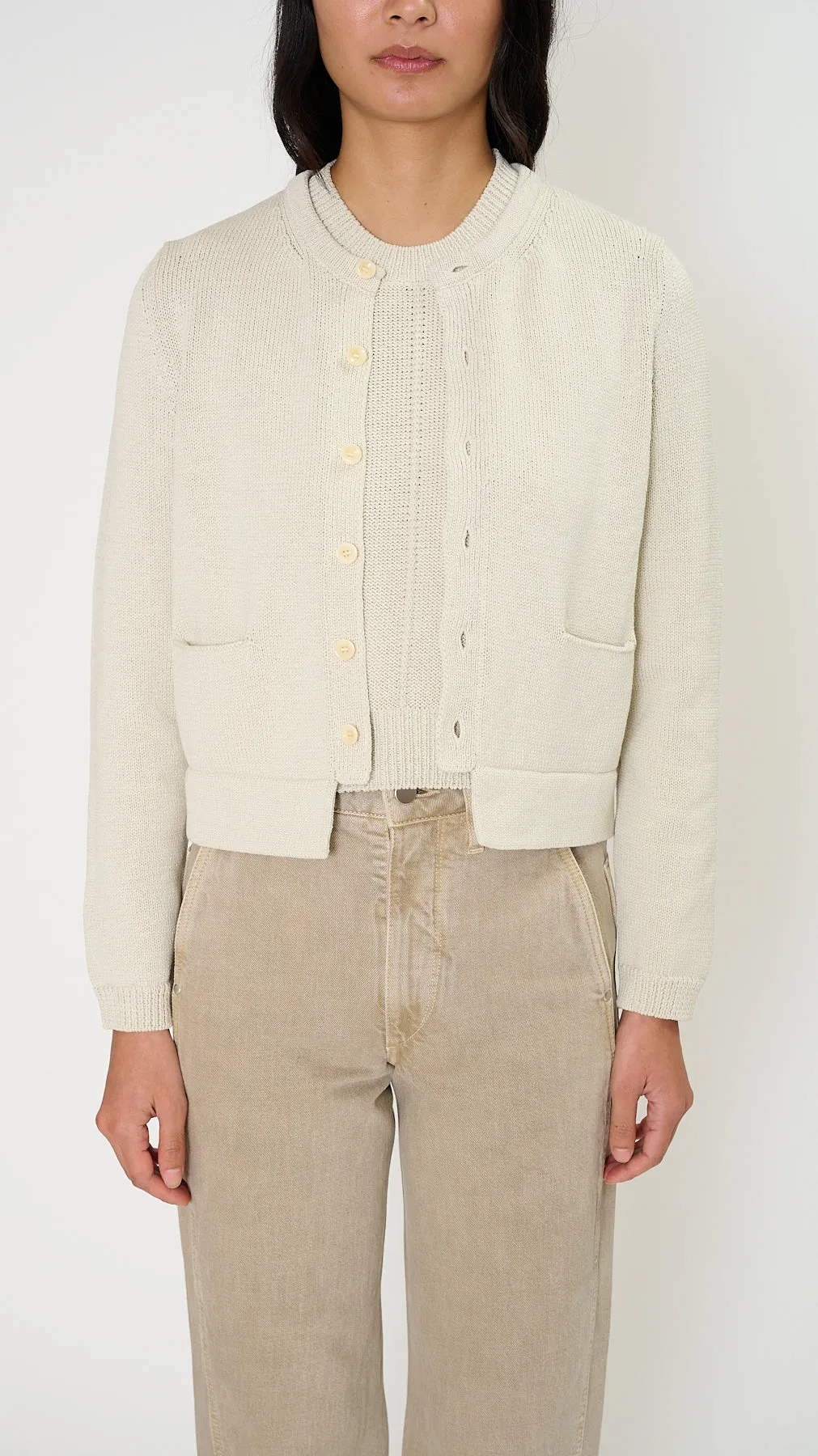 Cropped Cardigan in Mastic