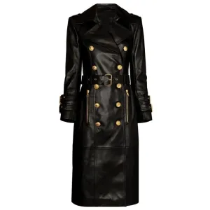 Double Breasted Black Women's Trench Coat