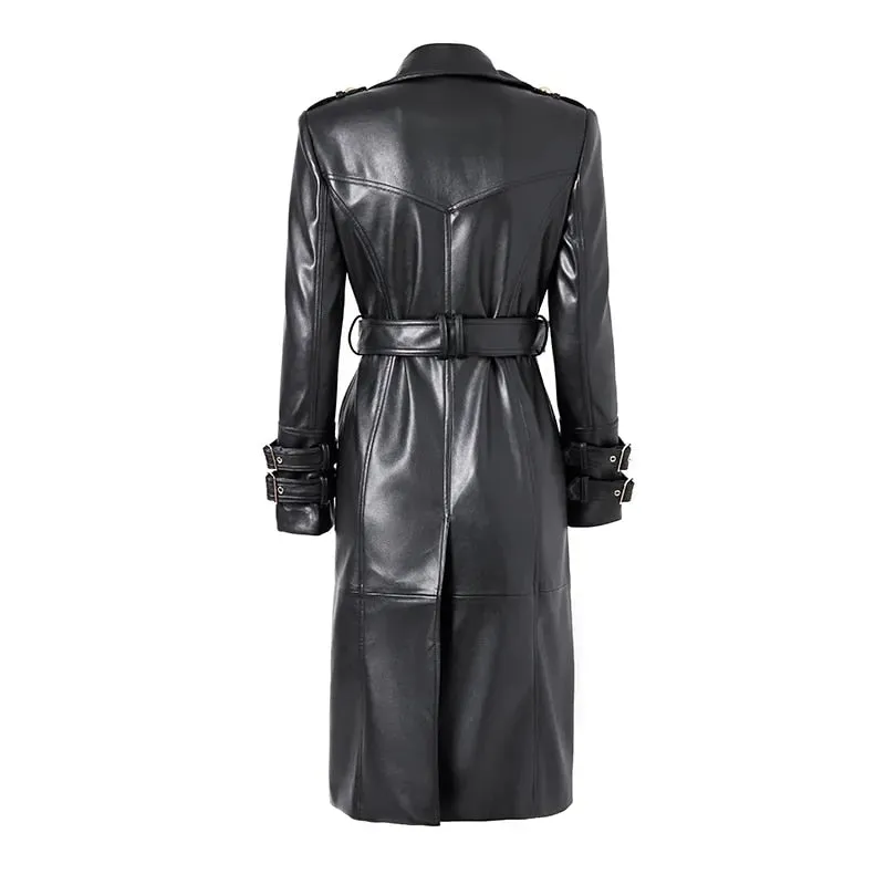 Double Breasted Black Women's Trench Coat