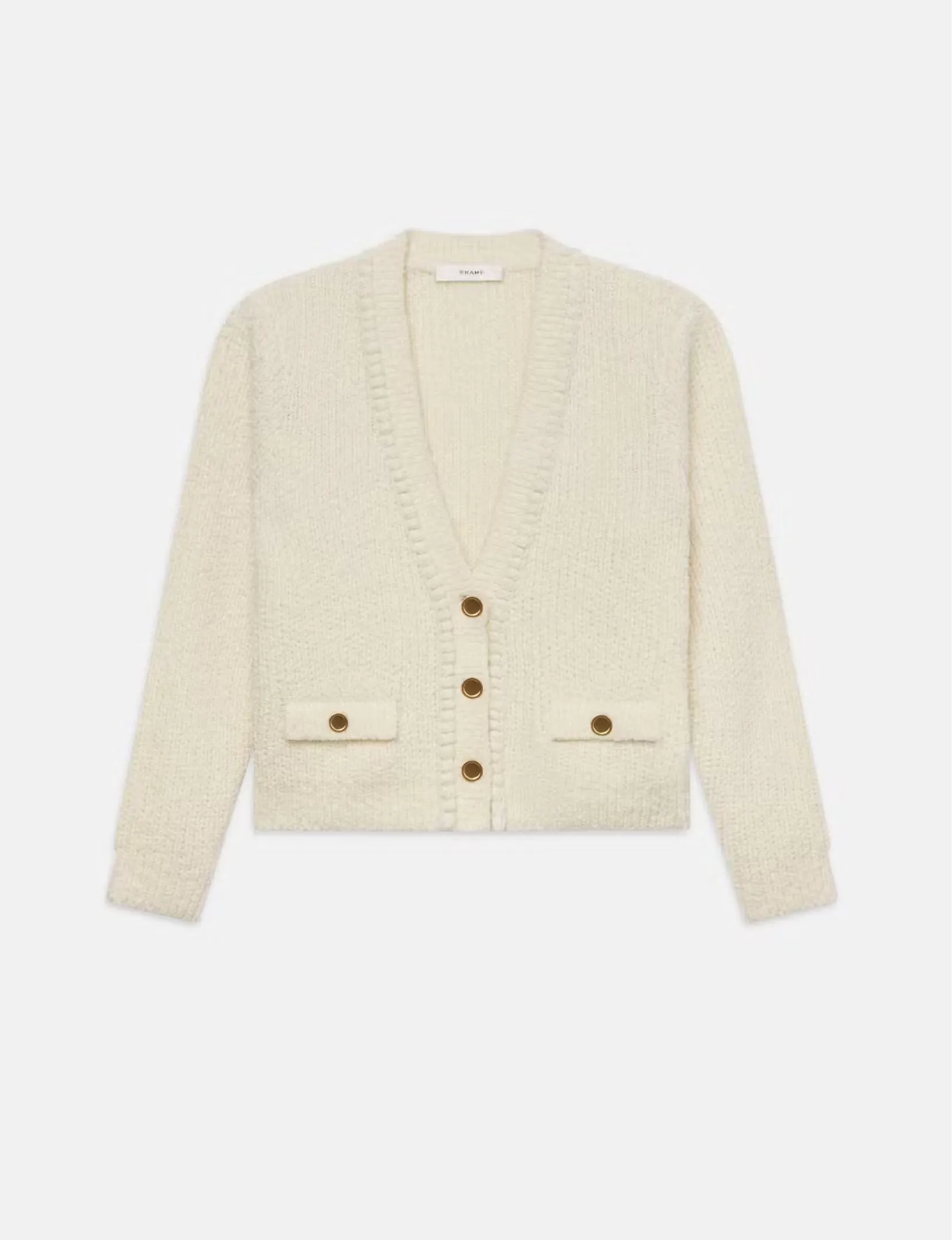 Double Pocket Cropped Cardi in Cream