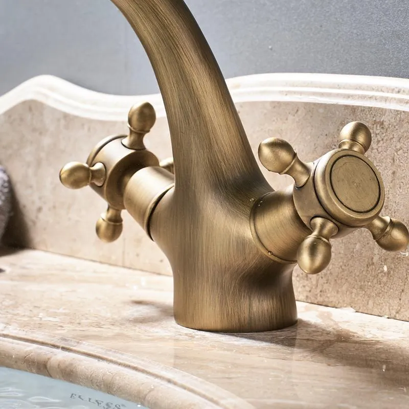 Dual Cross Handle Swivel Spout Faucet