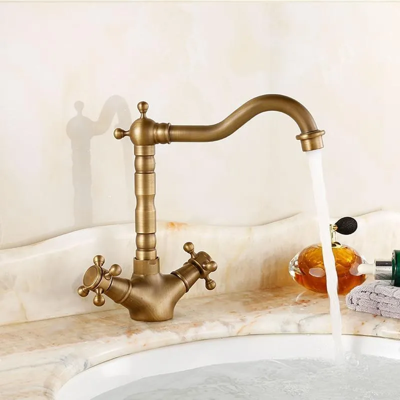 Dual Cross Handle Swivel Spout Faucet