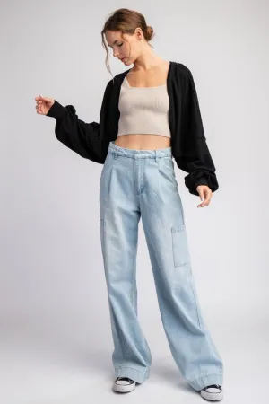 DUST BLACK CROPPED CARDIGAN