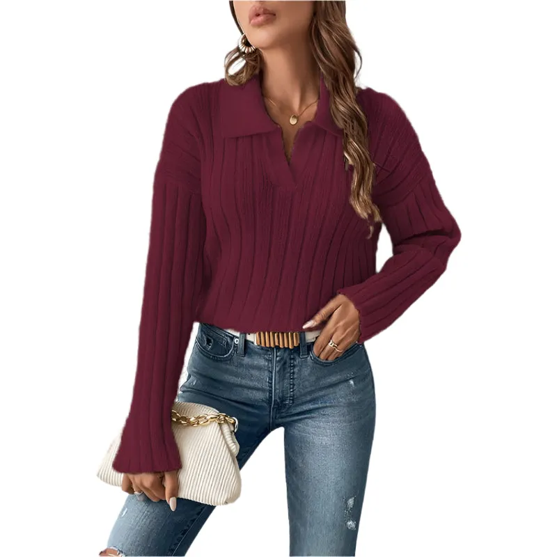 Fashion Casual Polo Collar Sweater For Women