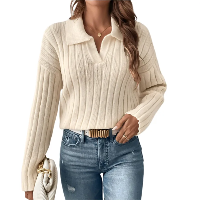 Fashion Casual Polo Collar Sweater For Women