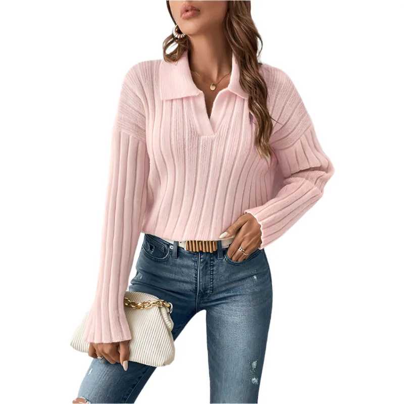 Fashion Casual Polo Collar Sweater For Women