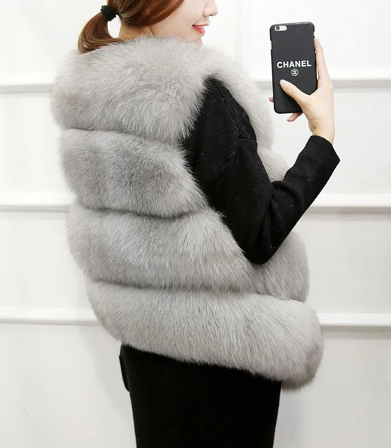 Faux Fur Sleeveless Vest Winter Thick Coats Women 2022 New Fashion