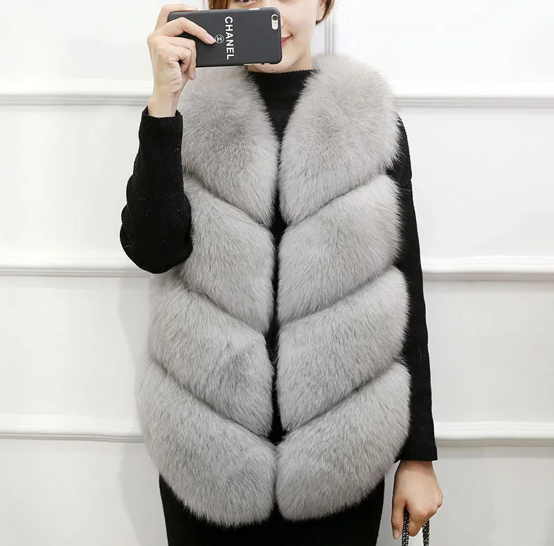 Faux Fur Sleeveless Vest Winter Thick Coats Women 2022 New Fashion