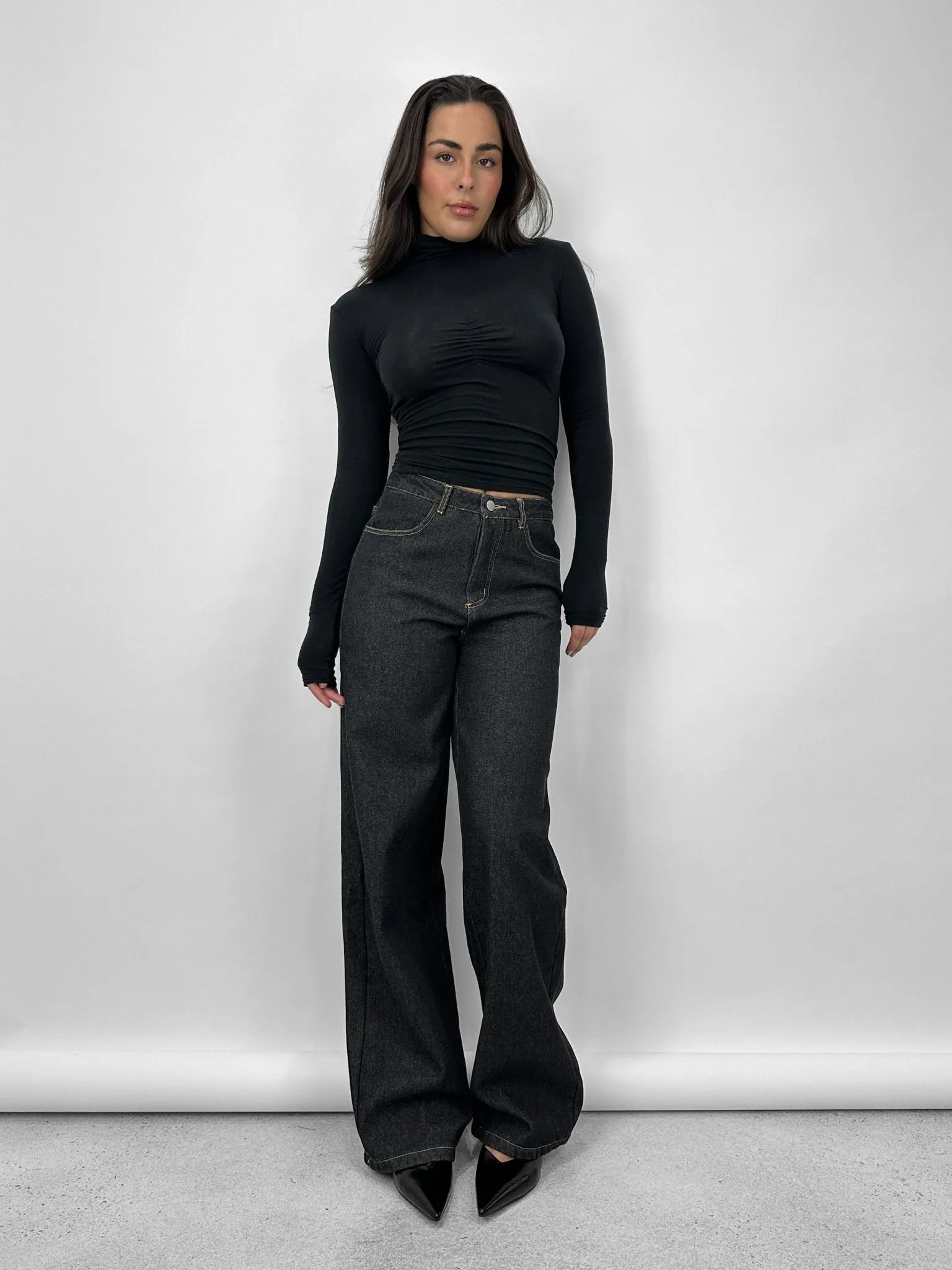 Fleece Lined Thermal Wide Leg Jeans