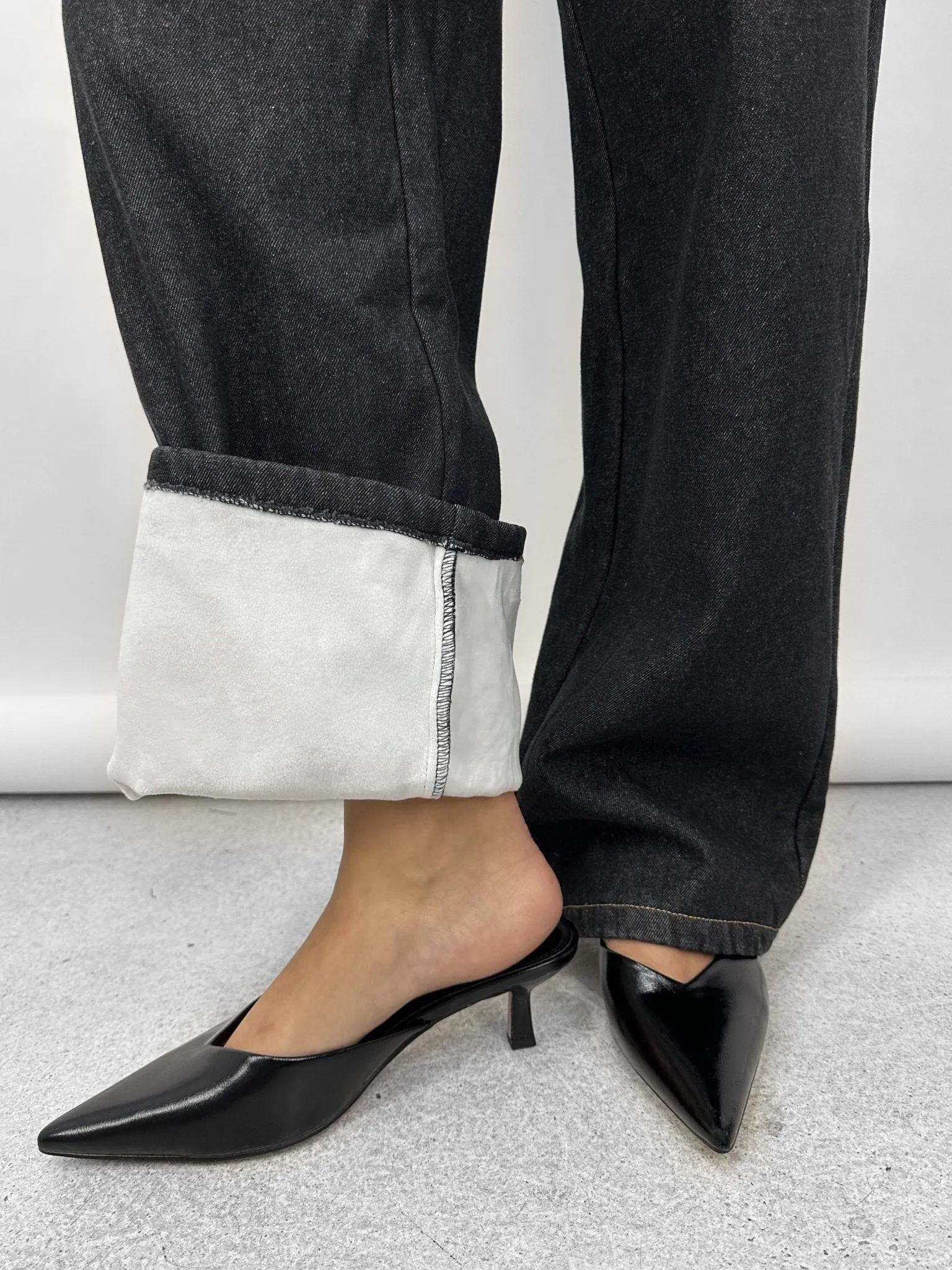 Fleece Lined Thermal Wide Leg Jeans