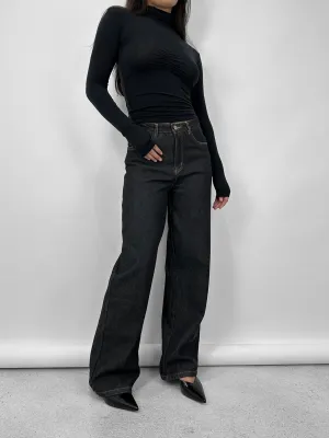 Fleece Lined Thermal Wide Leg Jeans