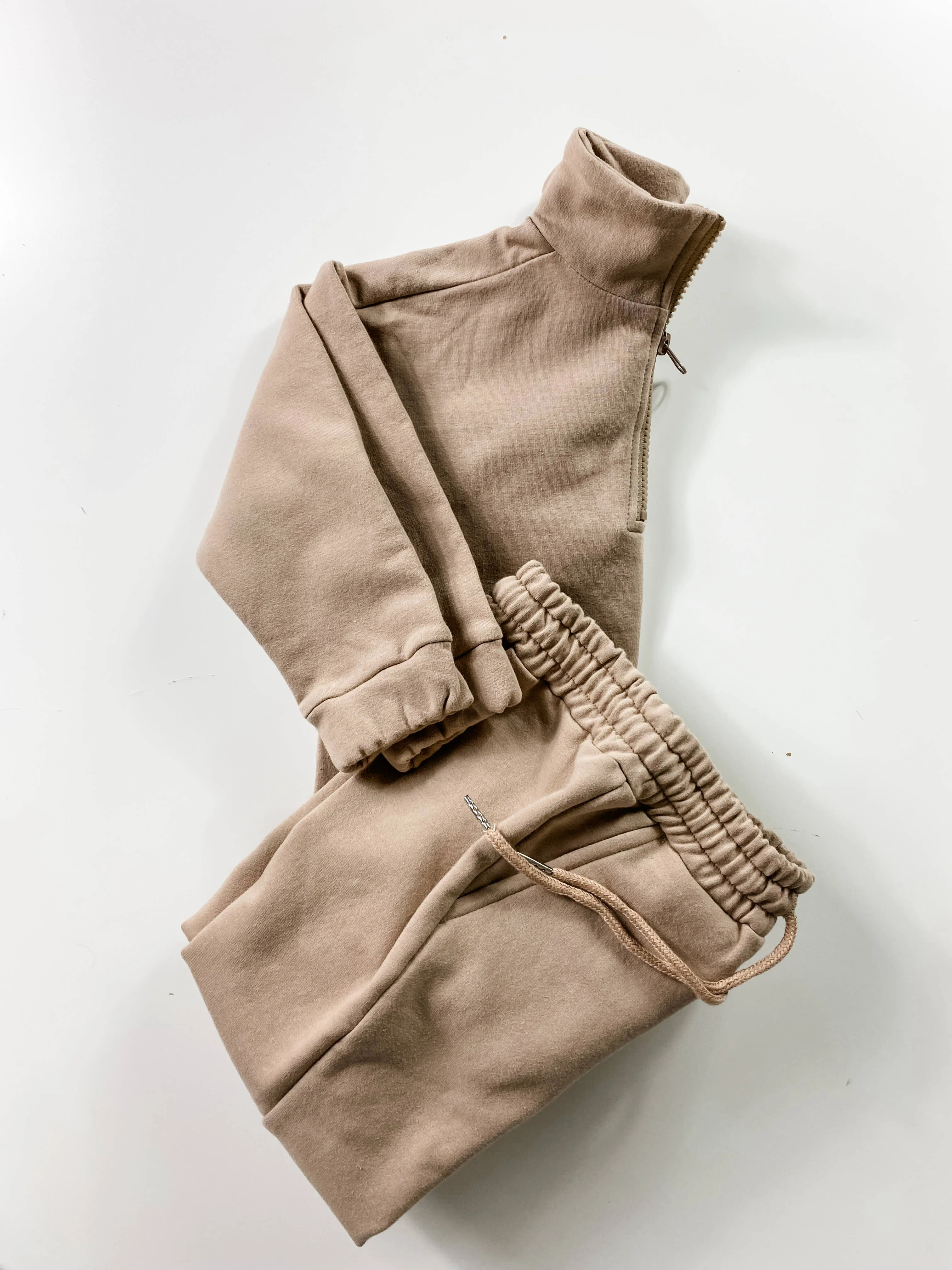 Fleece Sweatsuit Set in Taupe