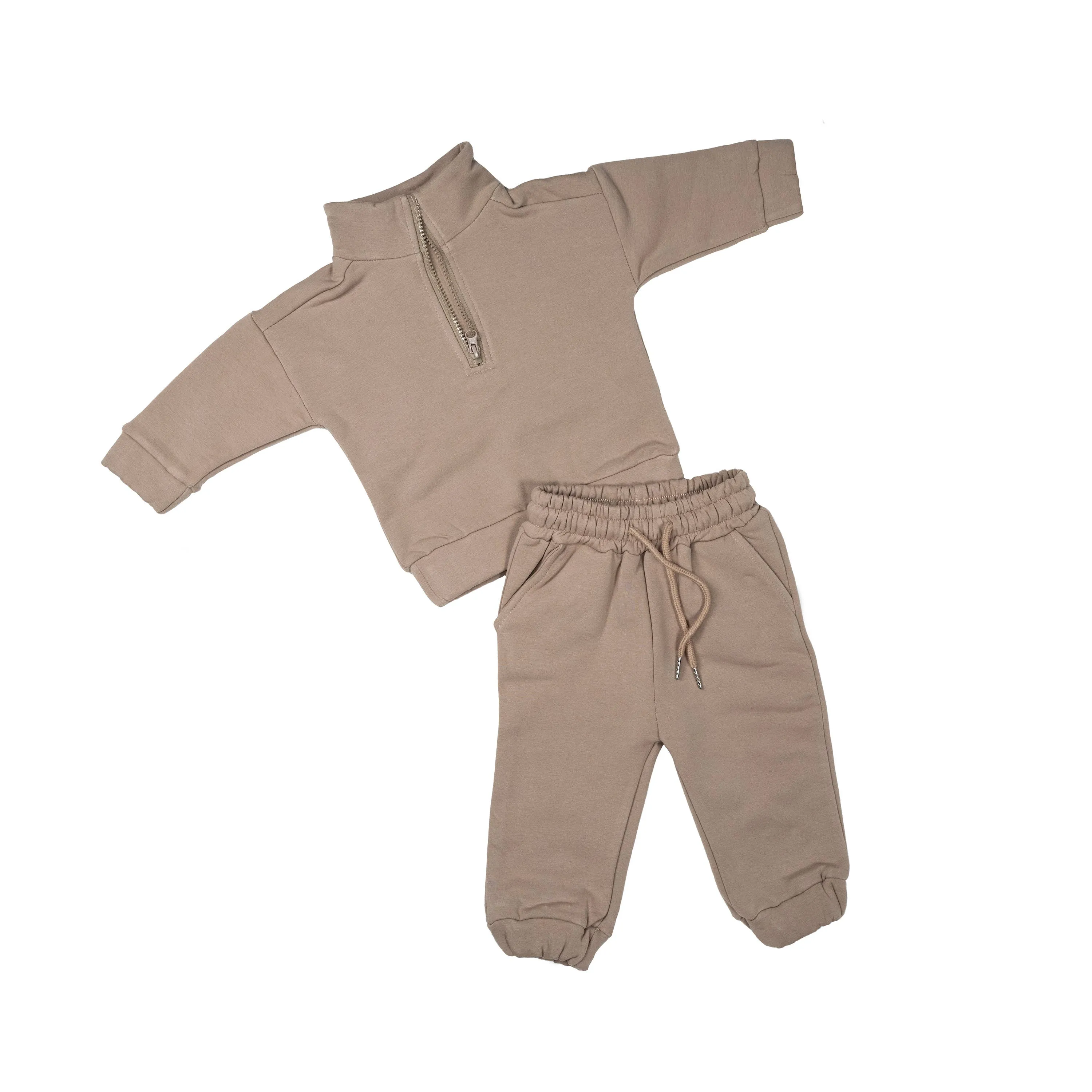 Fleece Sweatsuit Set in Taupe