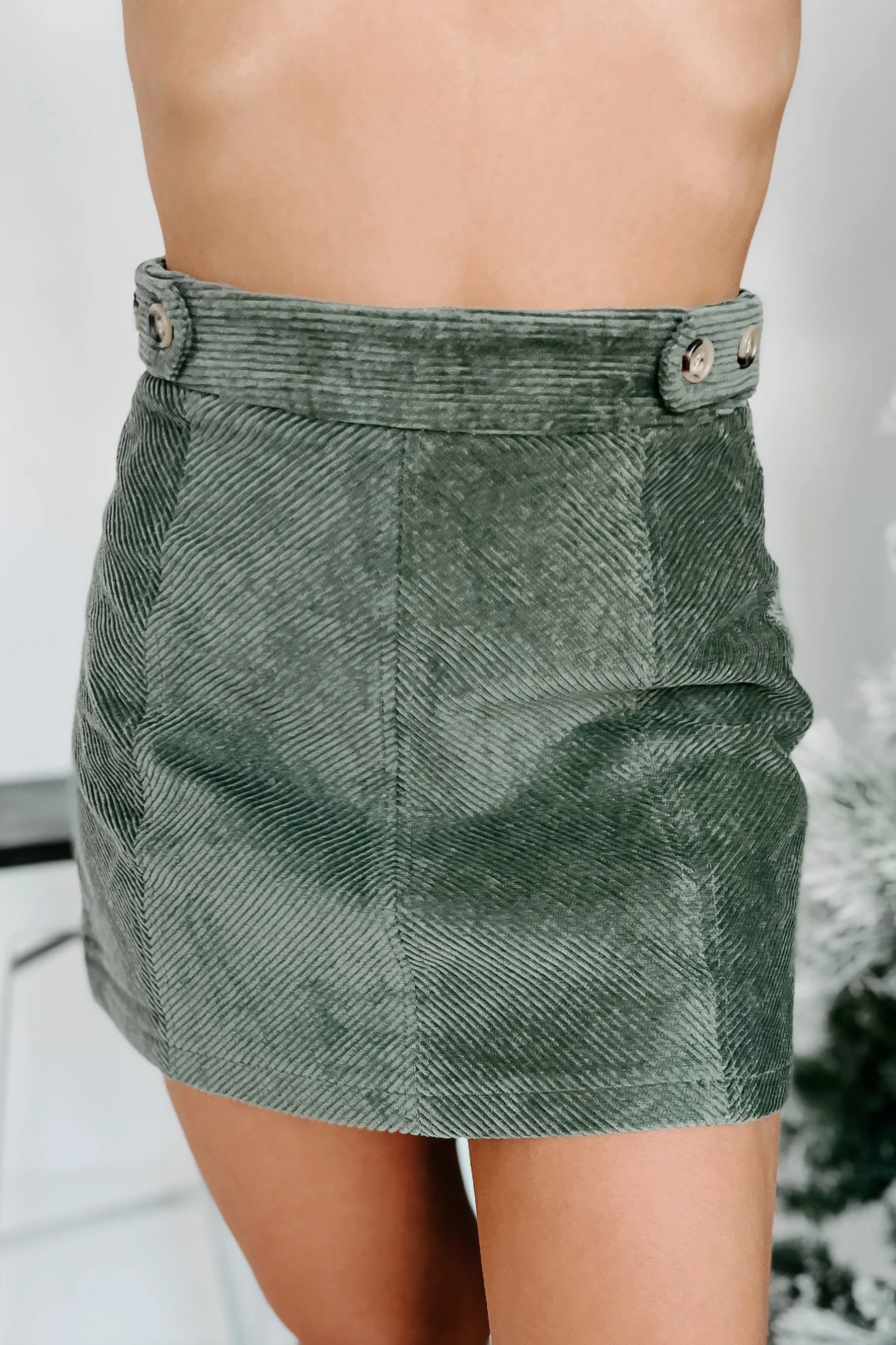 Forever Your Girl Corduroy Mini Skirt (Olive)