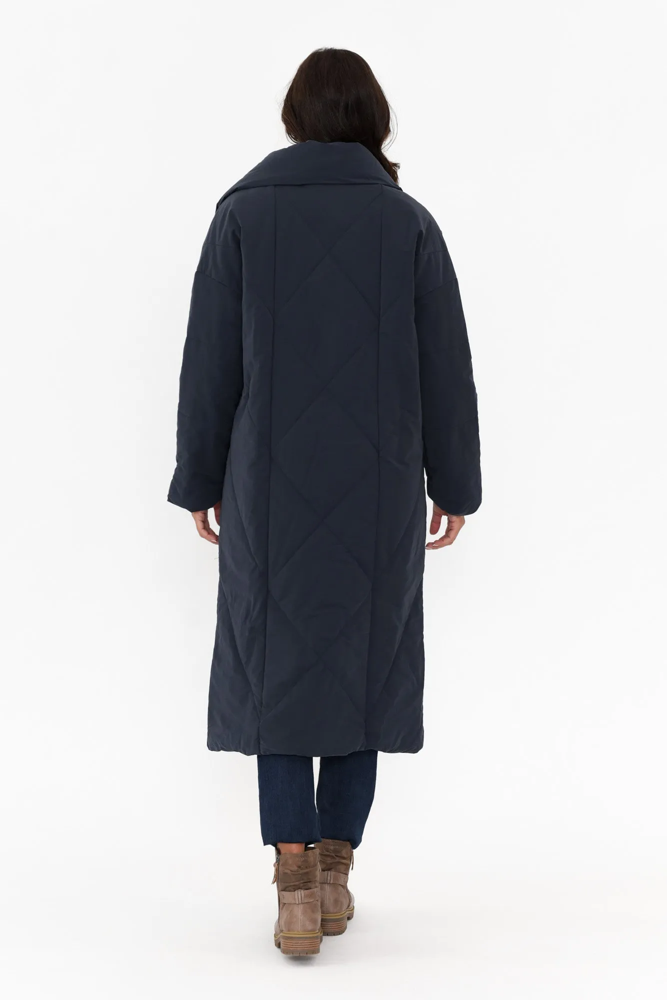 Halle Navy Longline Wrap Coat