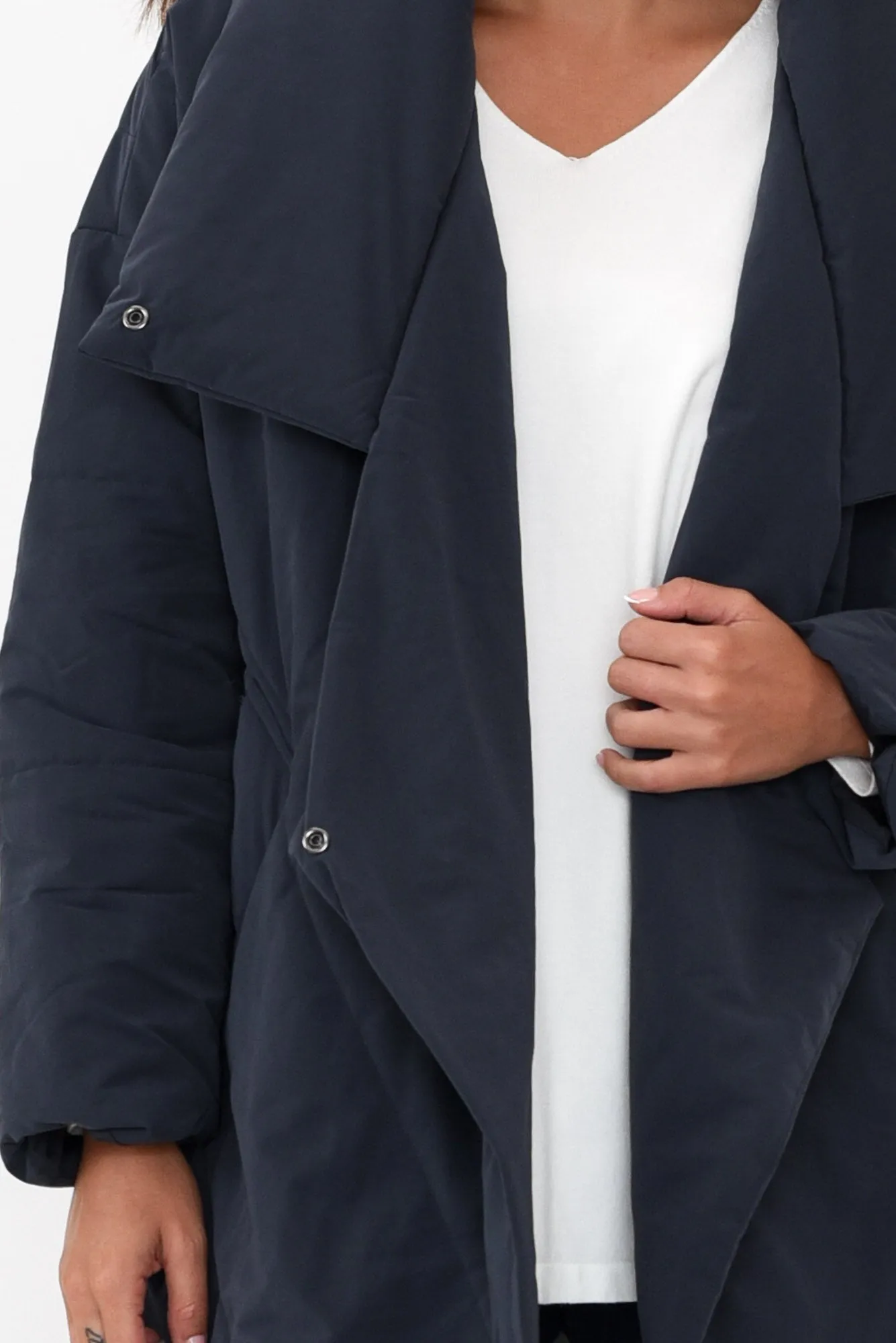 Halle Navy Longline Wrap Coat