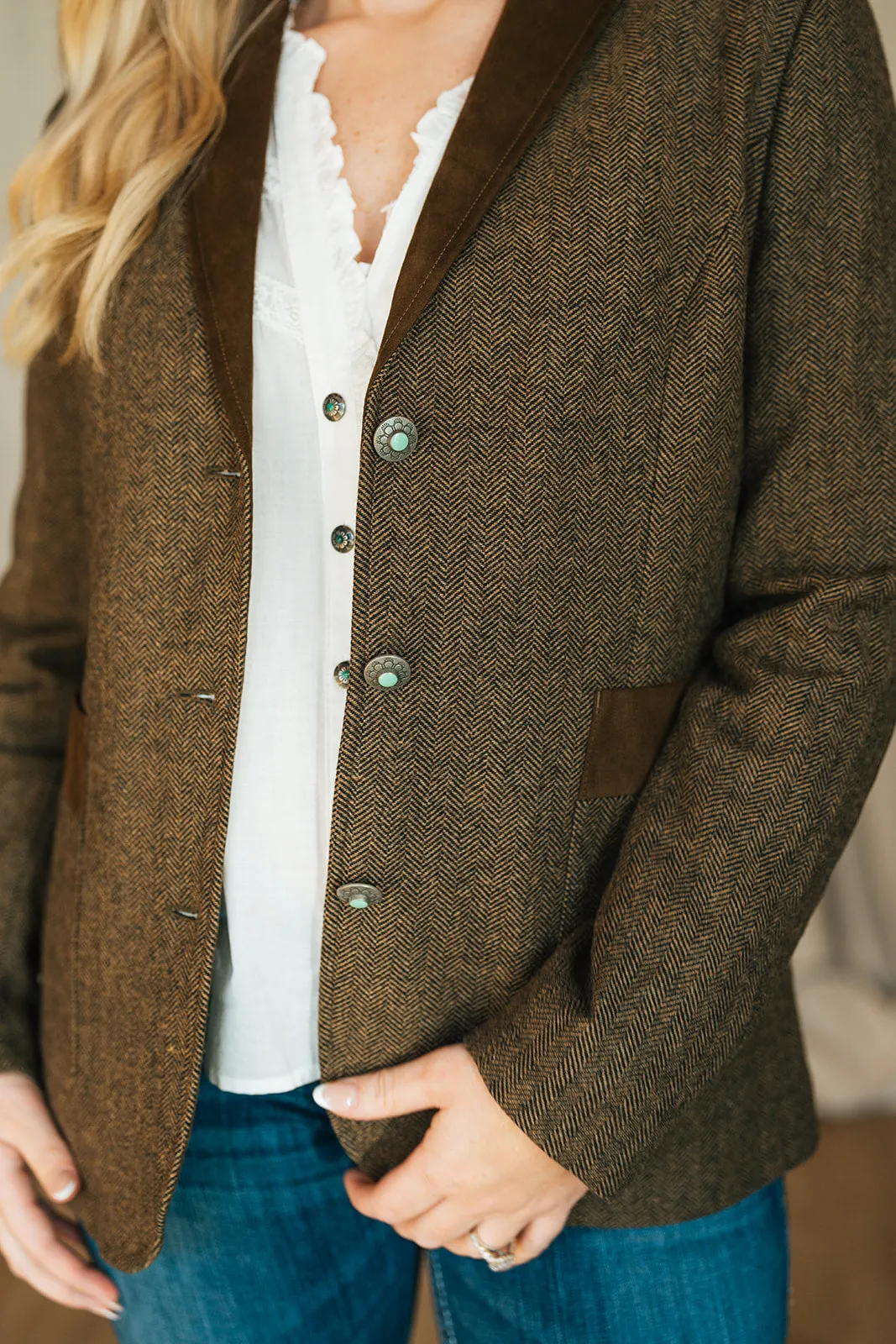 Herringbone Wool Blazer