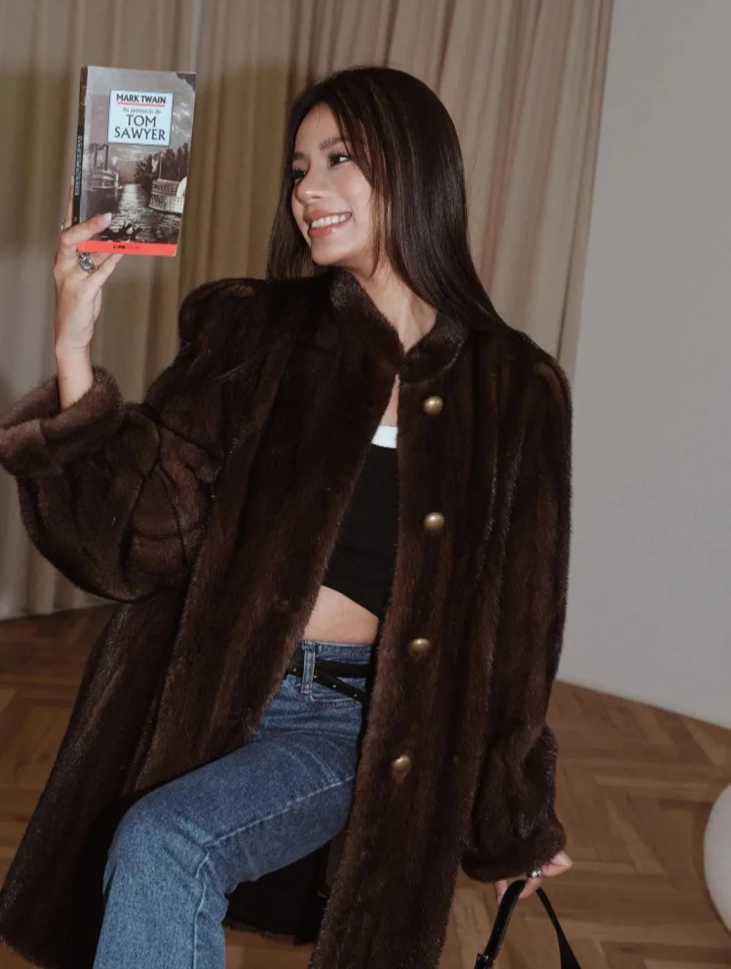 High-End Faux Mink Fur Jacket Outerwear