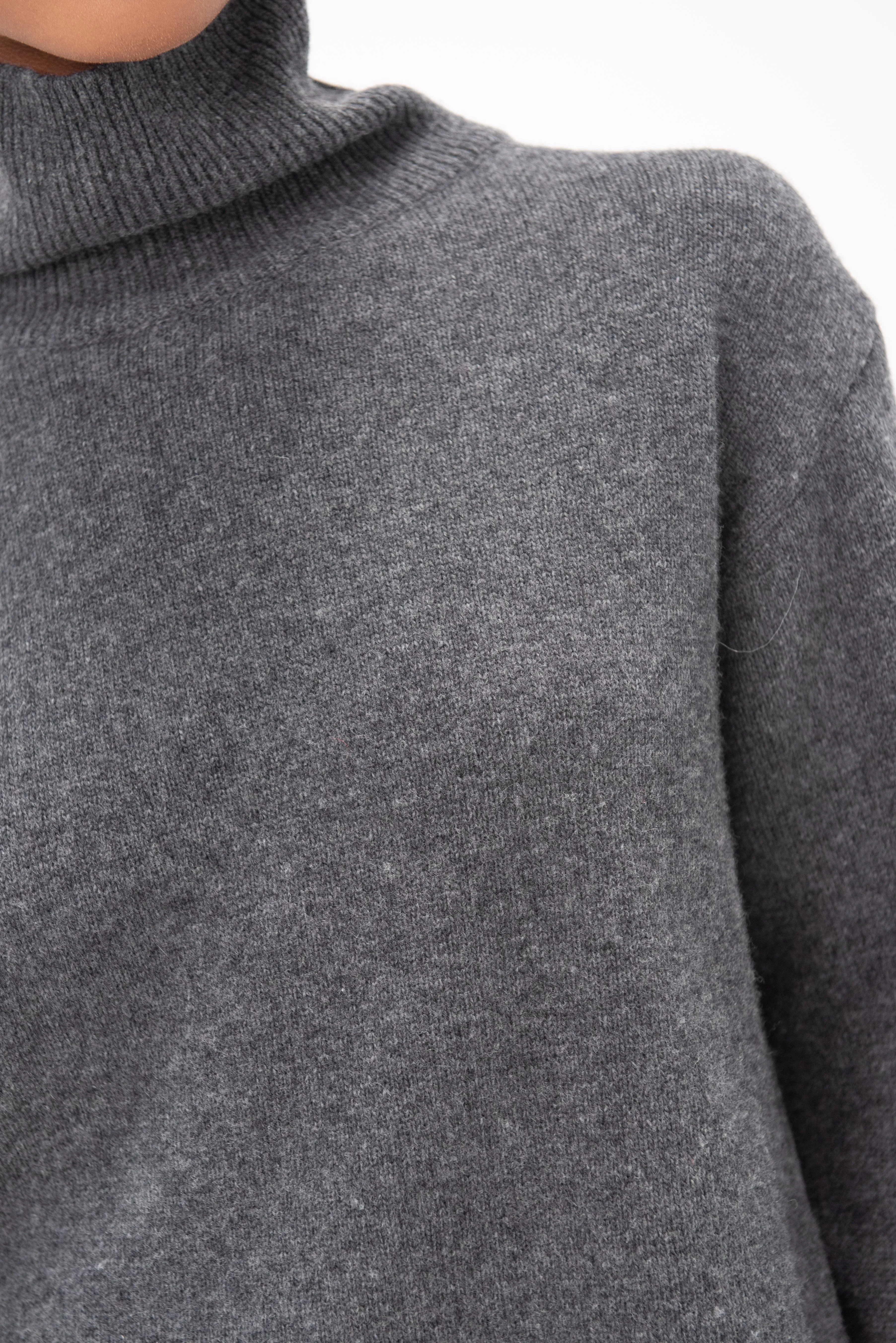 High Neck Knit, Charcoal