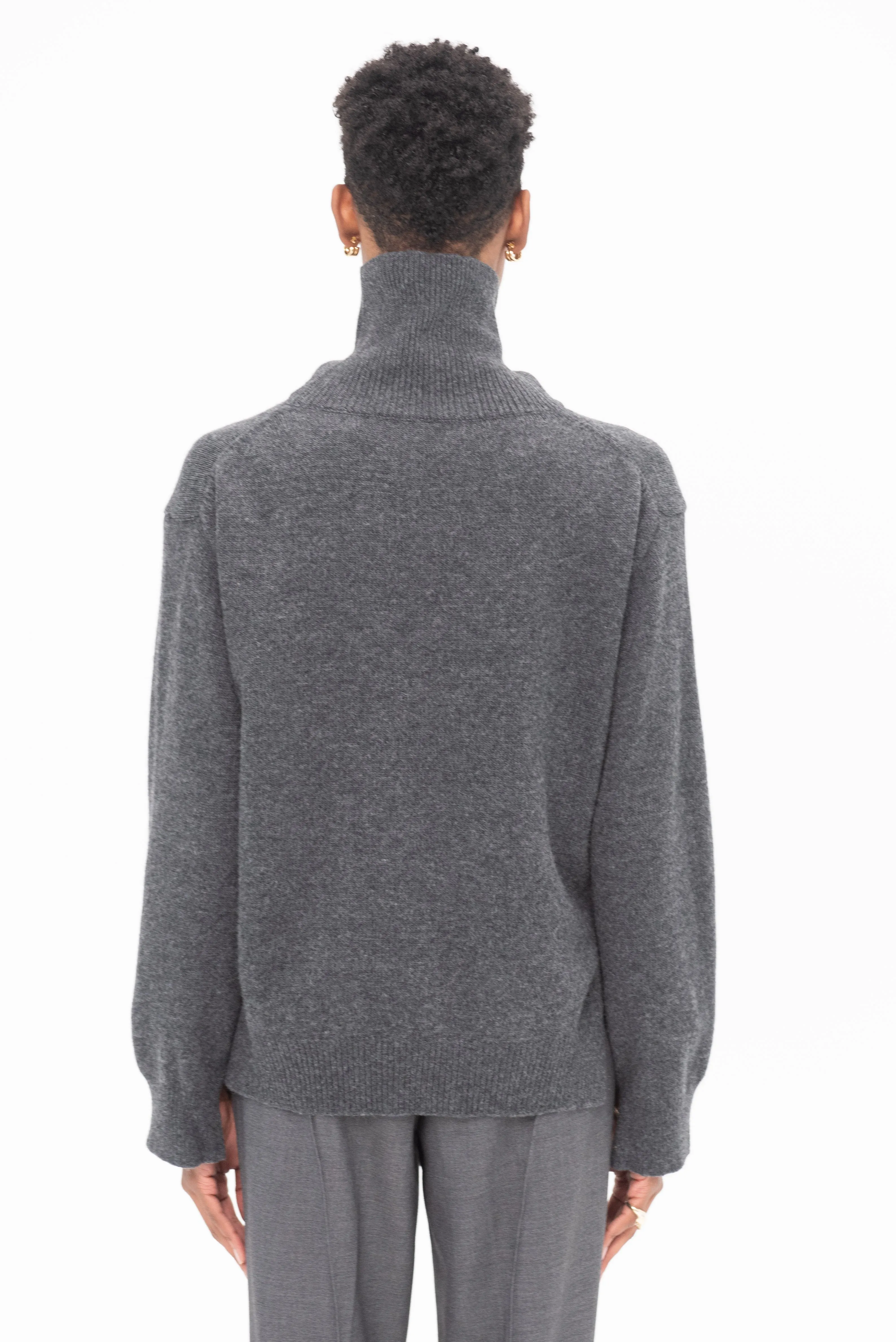 High Neck Knit, Charcoal