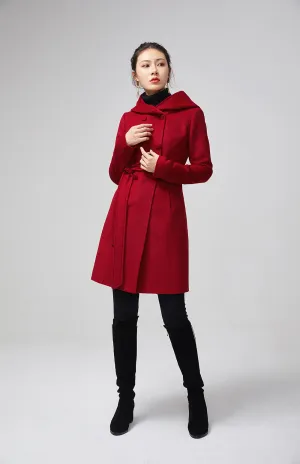 hooded double breasted winter wool coat 2199