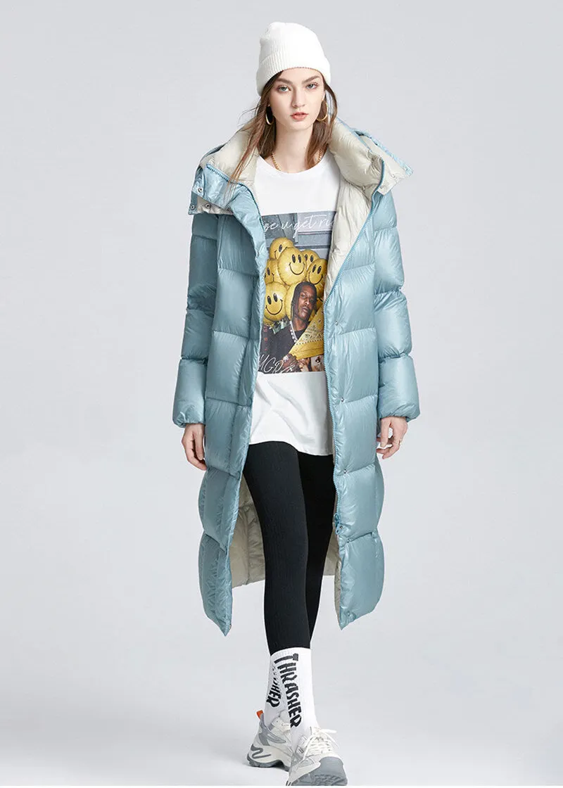 Hooded Down Puffer Longline Coat