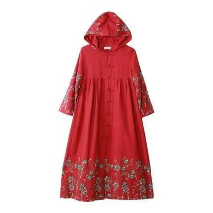 Hooded Embroidered Trench Coat