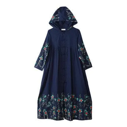 Hooded Embroidered Trench Coat